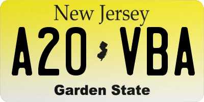 NJ license plate A20VBA