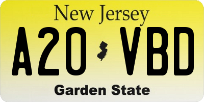 NJ license plate A20VBD
