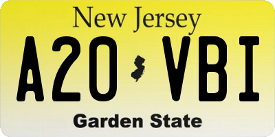 NJ license plate A20VBI