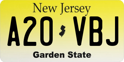 NJ license plate A20VBJ