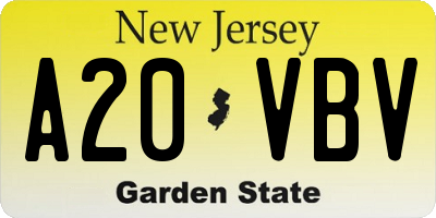 NJ license plate A20VBV