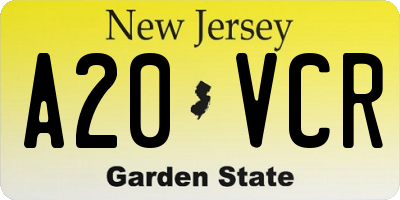 NJ license plate A20VCR