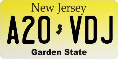 NJ license plate A20VDJ