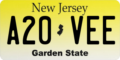NJ license plate A20VEE