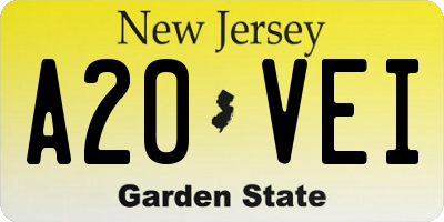 NJ license plate A20VEI