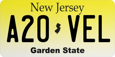 NJ license plate A20VEL