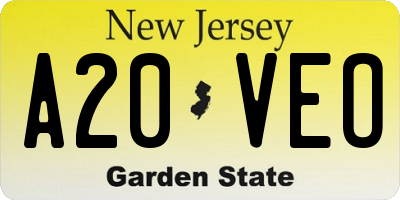 NJ license plate A20VEO