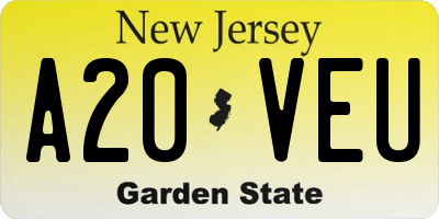 NJ license plate A20VEU
