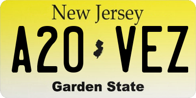 NJ license plate A20VEZ