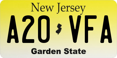 NJ license plate A20VFA