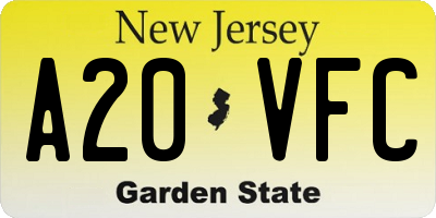 NJ license plate A20VFC