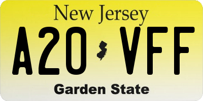 NJ license plate A20VFF
