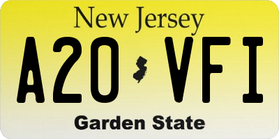 NJ license plate A20VFI