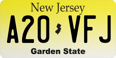 NJ license plate A20VFJ