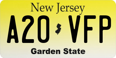 NJ license plate A20VFP