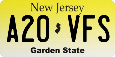 NJ license plate A20VFS