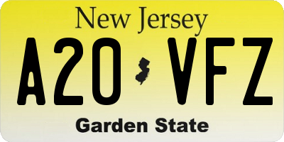 NJ license plate A20VFZ