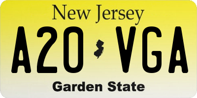 NJ license plate A20VGA