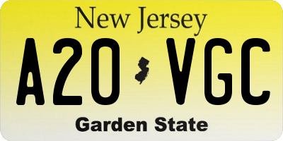 NJ license plate A20VGC