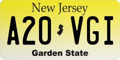 NJ license plate A20VGI