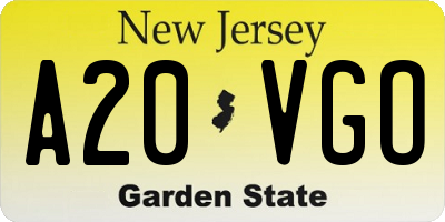 NJ license plate A20VGO
