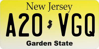 NJ license plate A20VGQ