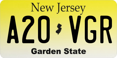 NJ license plate A20VGR