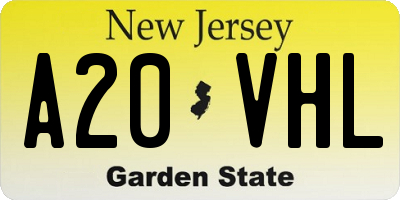 NJ license plate A20VHL