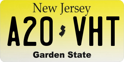 NJ license plate A20VHT