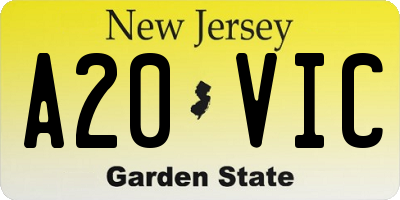 NJ license plate A20VIC