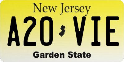 NJ license plate A20VIE