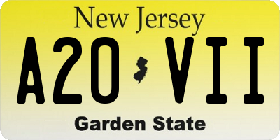 NJ license plate A20VII