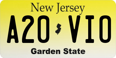 NJ license plate A20VIO