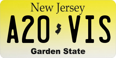 NJ license plate A20VIS