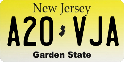 NJ license plate A20VJA