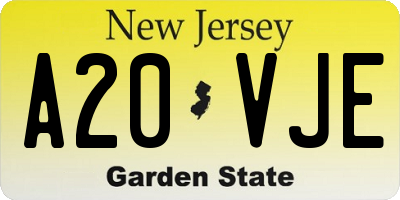 NJ license plate A20VJE