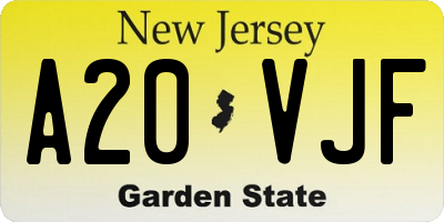 NJ license plate A20VJF
