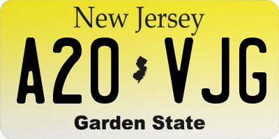 NJ license plate A20VJG