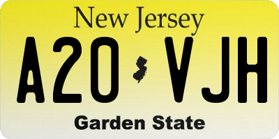 NJ license plate A20VJH