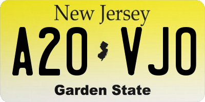 NJ license plate A20VJO