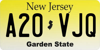 NJ license plate A20VJQ