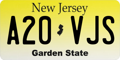 NJ license plate A20VJS