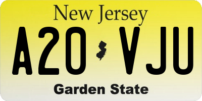 NJ license plate A20VJU