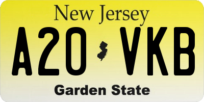 NJ license plate A20VKB