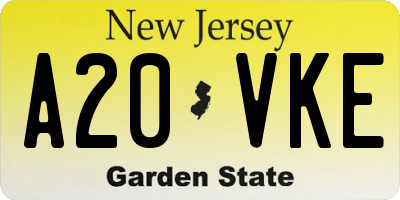 NJ license plate A20VKE