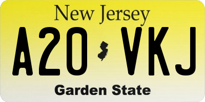 NJ license plate A20VKJ
