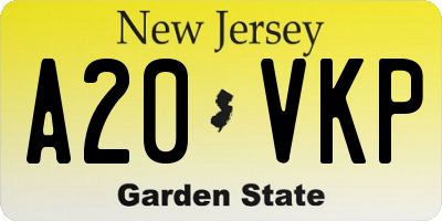 NJ license plate A20VKP