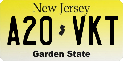 NJ license plate A20VKT