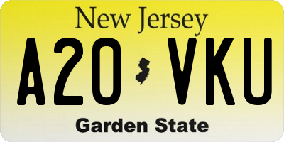 NJ license plate A20VKU