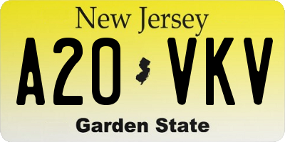 NJ license plate A20VKV